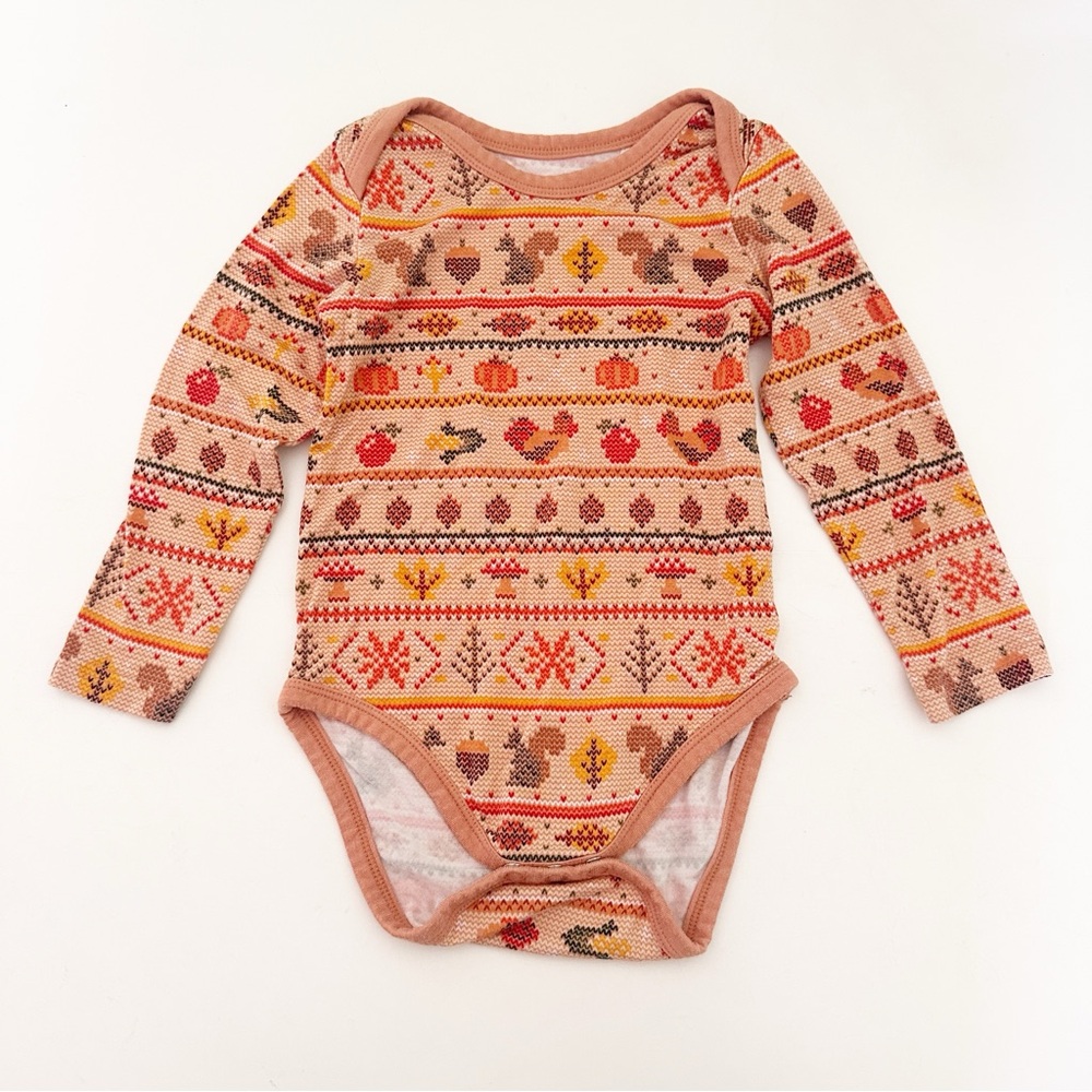 Little Sleepies Harvest Fair Isle Thanksgiving Bamboo Bodysuit 6-12M